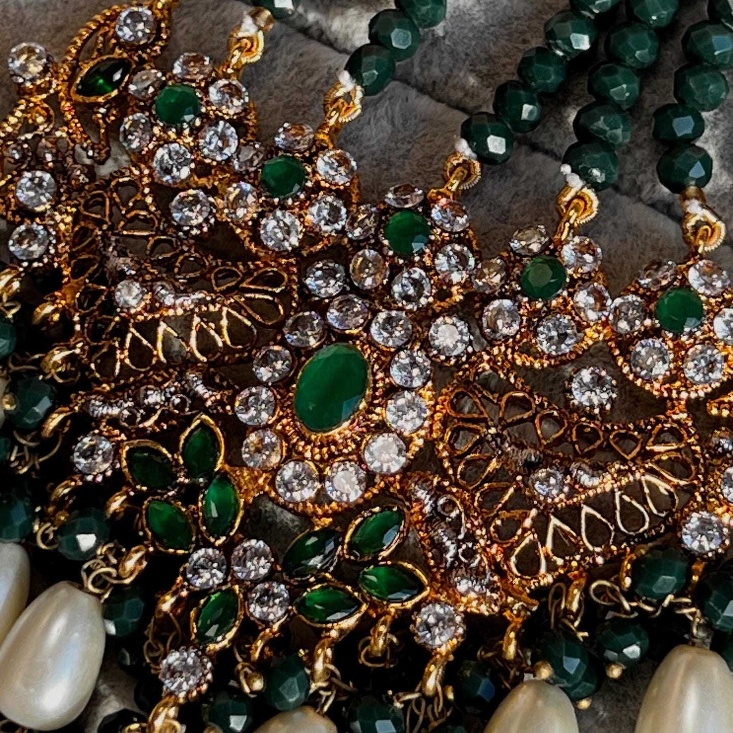 Green Bridal Necklace set Bollywood Indian Pakistani New Style High Quality Wedding Fashion Jewellery Necklace set with Jhumar