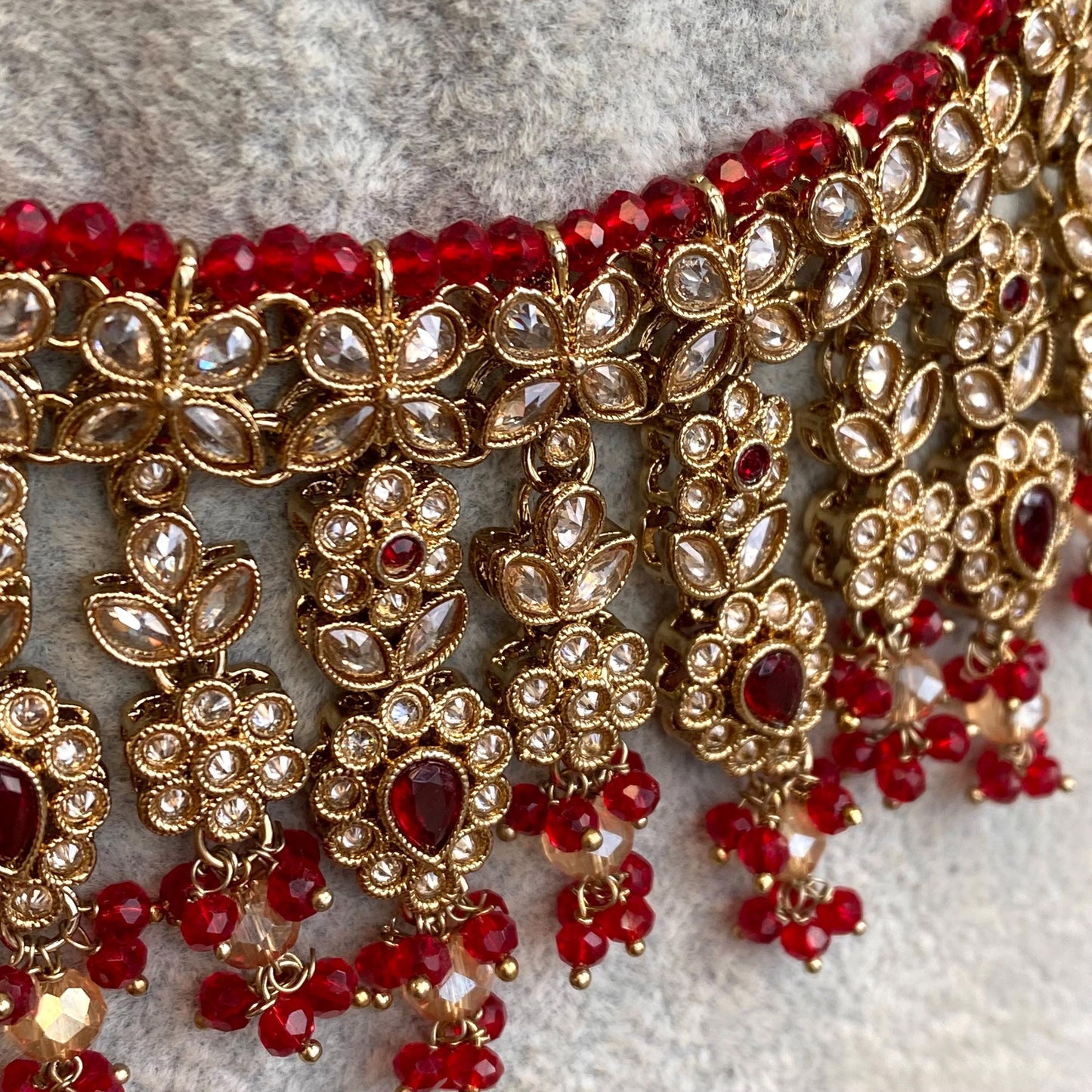 Red Antique Gold Champagne Bridal Party Necklace only Indian Pakistani Bollywood SALE