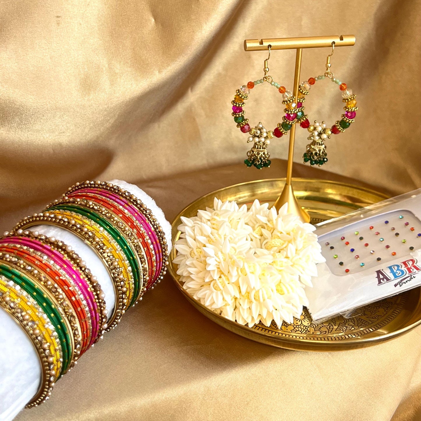 New Gift Box! Bangles, Jhumka Earring, Bindi pack, Hair Scrunchie Multicolour Indian Pakistani Jewellery Mendhi Fashion Bracelet Gift SALE