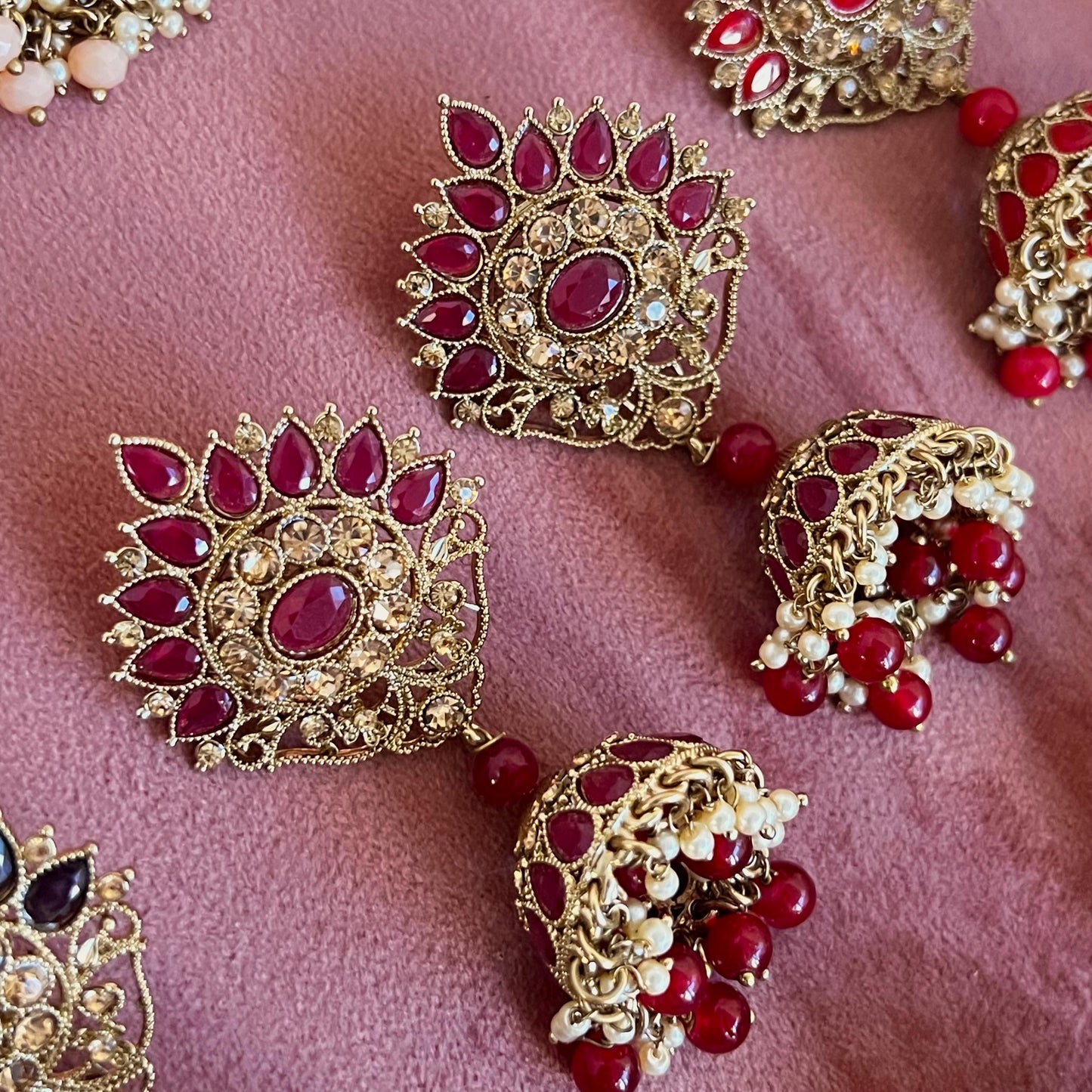 Antique Gold Large Jhumka Earring Rhinestone High Quality Indian Pakistani Bolly Fashion Jewellery Gift for Her Eid Wedding Party SALE