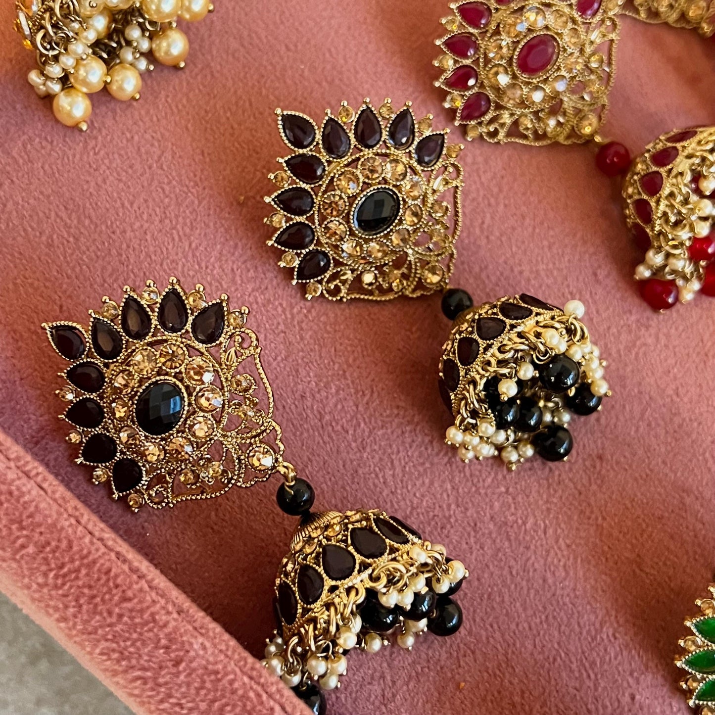 Antique Gold Large Jhumka Earring Rhinestone High Quality Indian Pakistani Bolly Fashion Jewellery Gift for Her Eid Wedding Party SALE