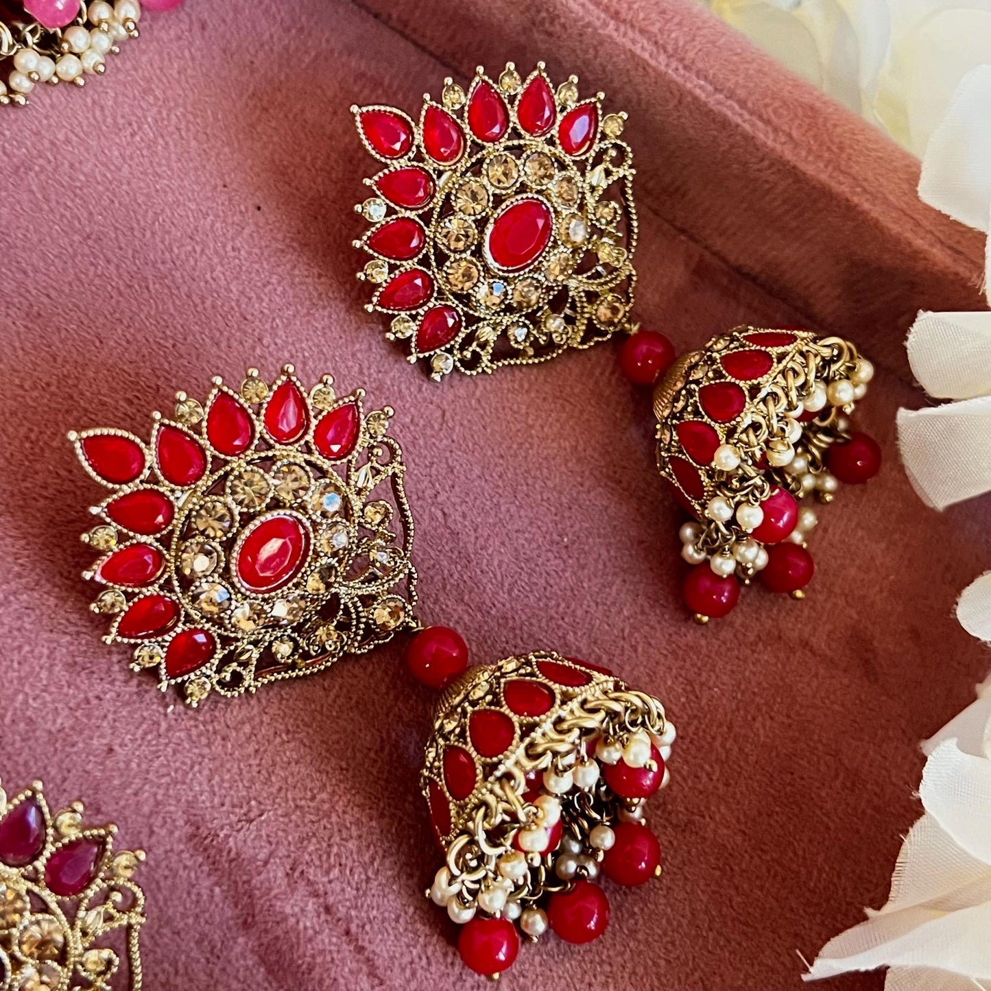 Antique Gold Large Jhumka Earring Rhinestone High Quality Indian Pakistani Bolly Fashion Jewellery Gift for Her Eid Wedding Party SALE