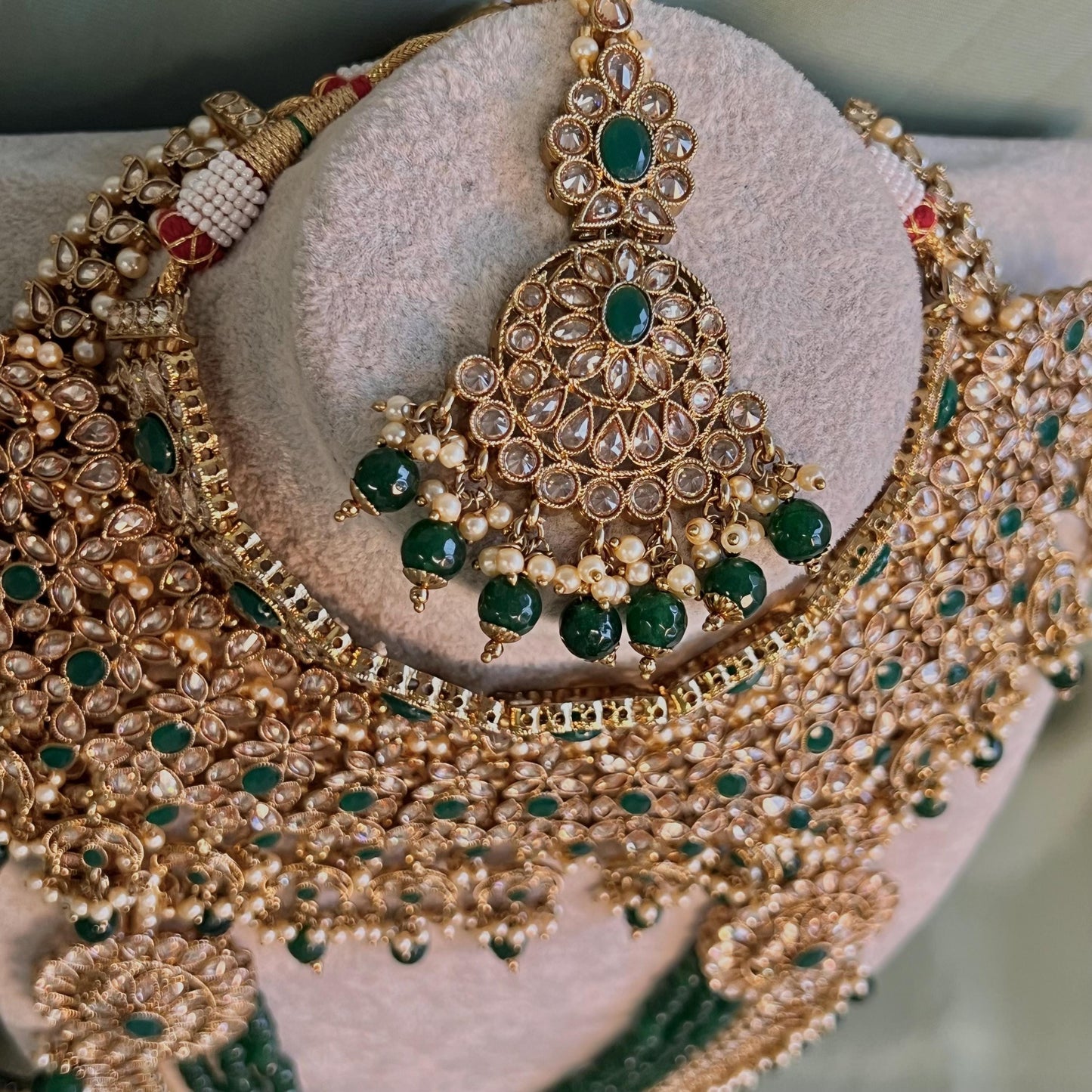 Green Bridal Necklace set Indian/ Pakistani Style/ Wedding/ Fashion Jewellery/ Necklace set