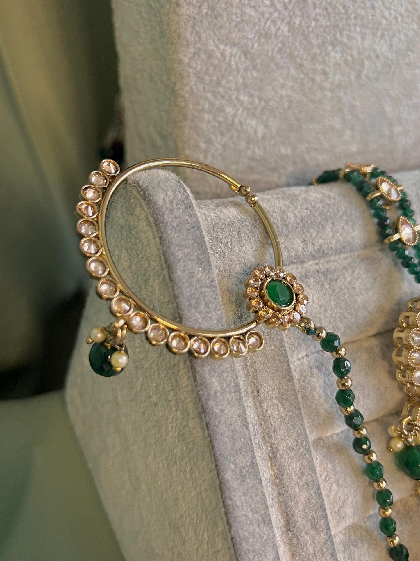 Full Bridal Green & Champagne  Double Necklace set/Green Necklace Set/Green Bridal Set/ Pakistani Style/ Wedding/Necklace set