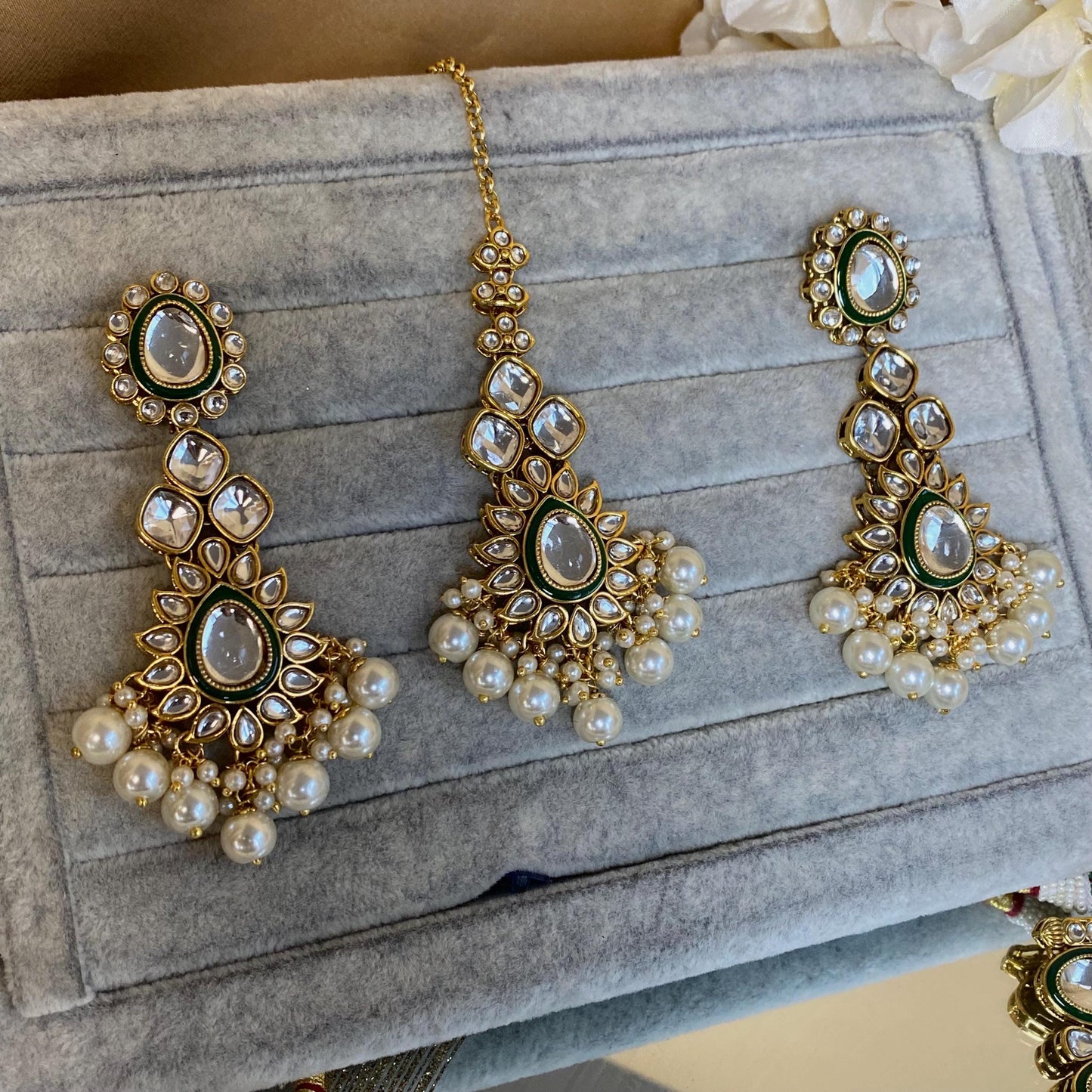 Faux Kundan Choker Set Earring/ Tikka/ Tikli/ Indian/ Pakistani/Fashion Jewellery/ Gift for Women