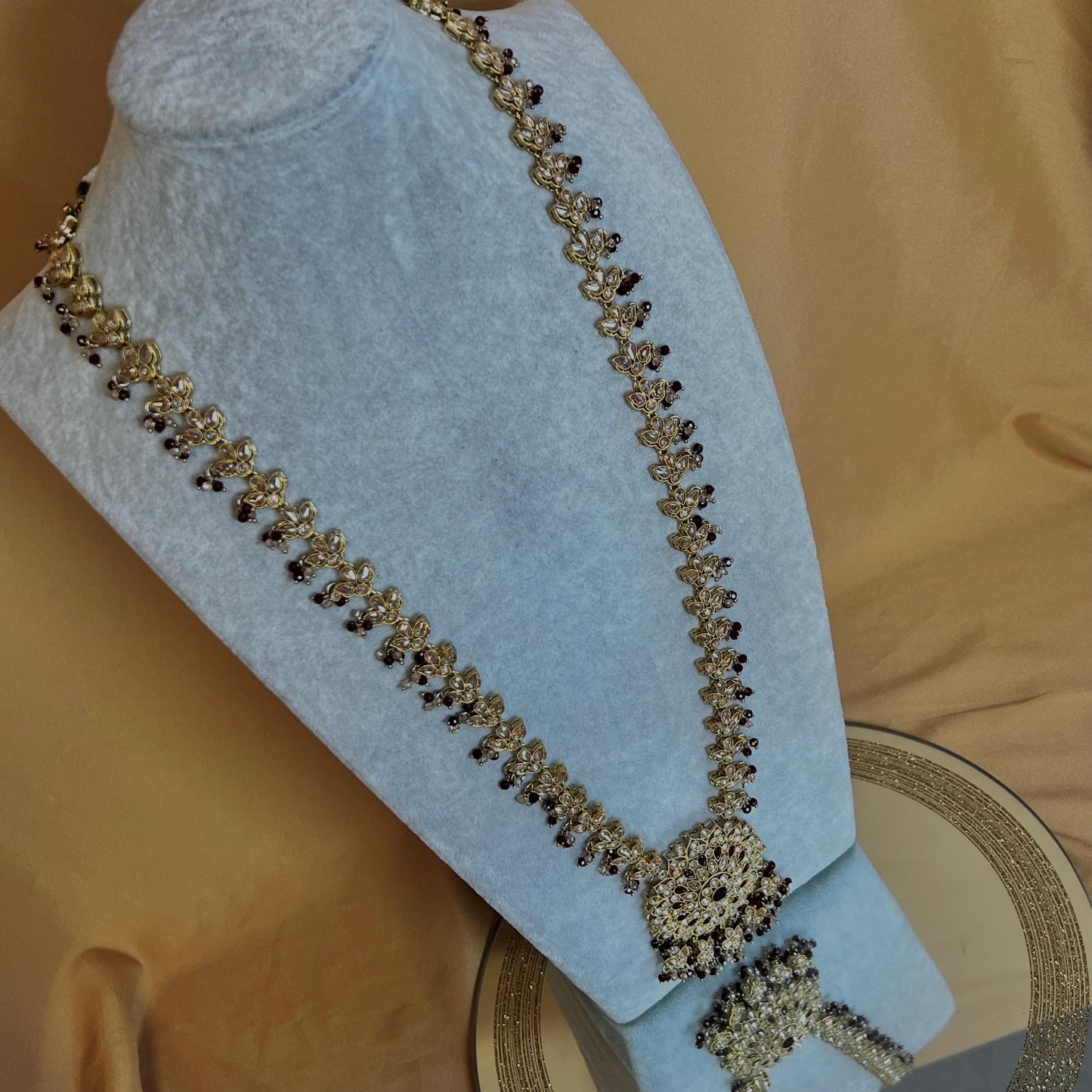 Maroon Pendant Long Mala/ Haar/ Long Necklace/ Unique Style/ Indian/ Pakistani/Fashion Jewellery/ Gift for Women