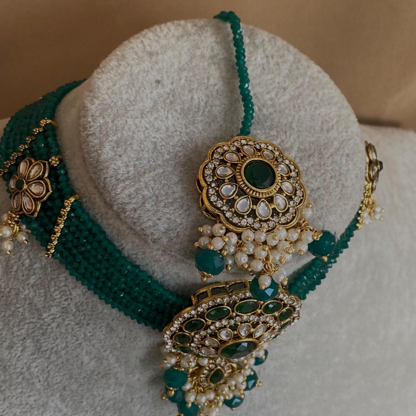 Green Choker Set/Pearly Choker Set/Green Chokers/ Indian/ Pakistani/Fashion Jewellery/ Gift for Women/green