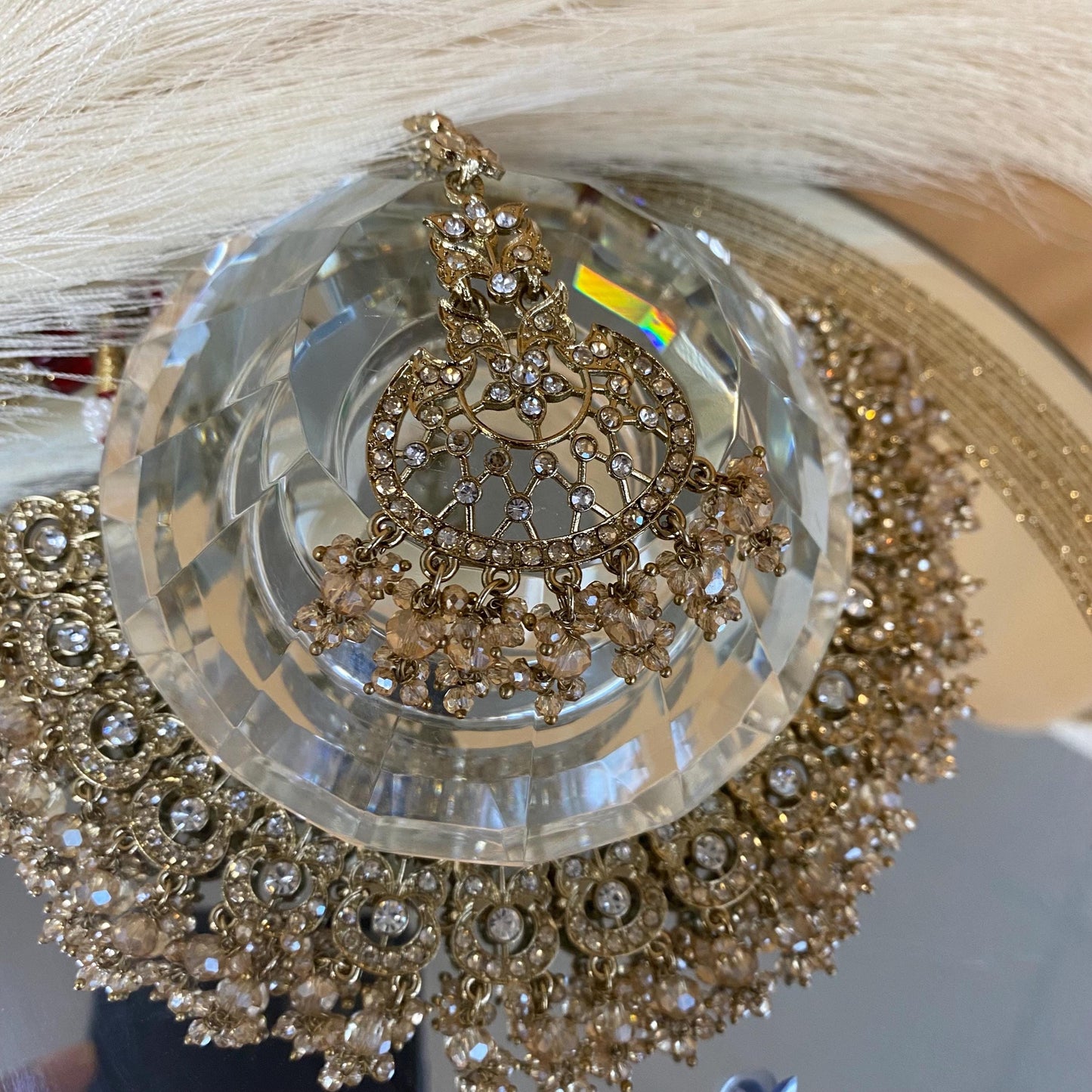 Champagne & Clear Necklace Set/ Indian/ Pakistani Style/ Wedding/ Fashion Jewellery/ Necklace set