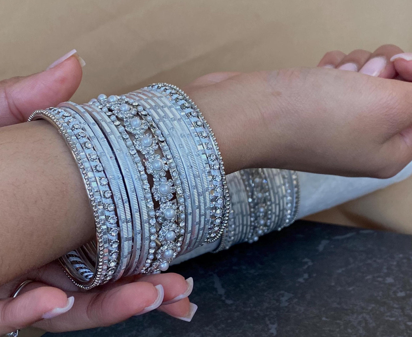 Small Silver Bangle Set Both Arms/Oxidised Silver Bangles/ Silver Bangles/Indian/ Pakistani/Jewellery/ Fashion Bracelet