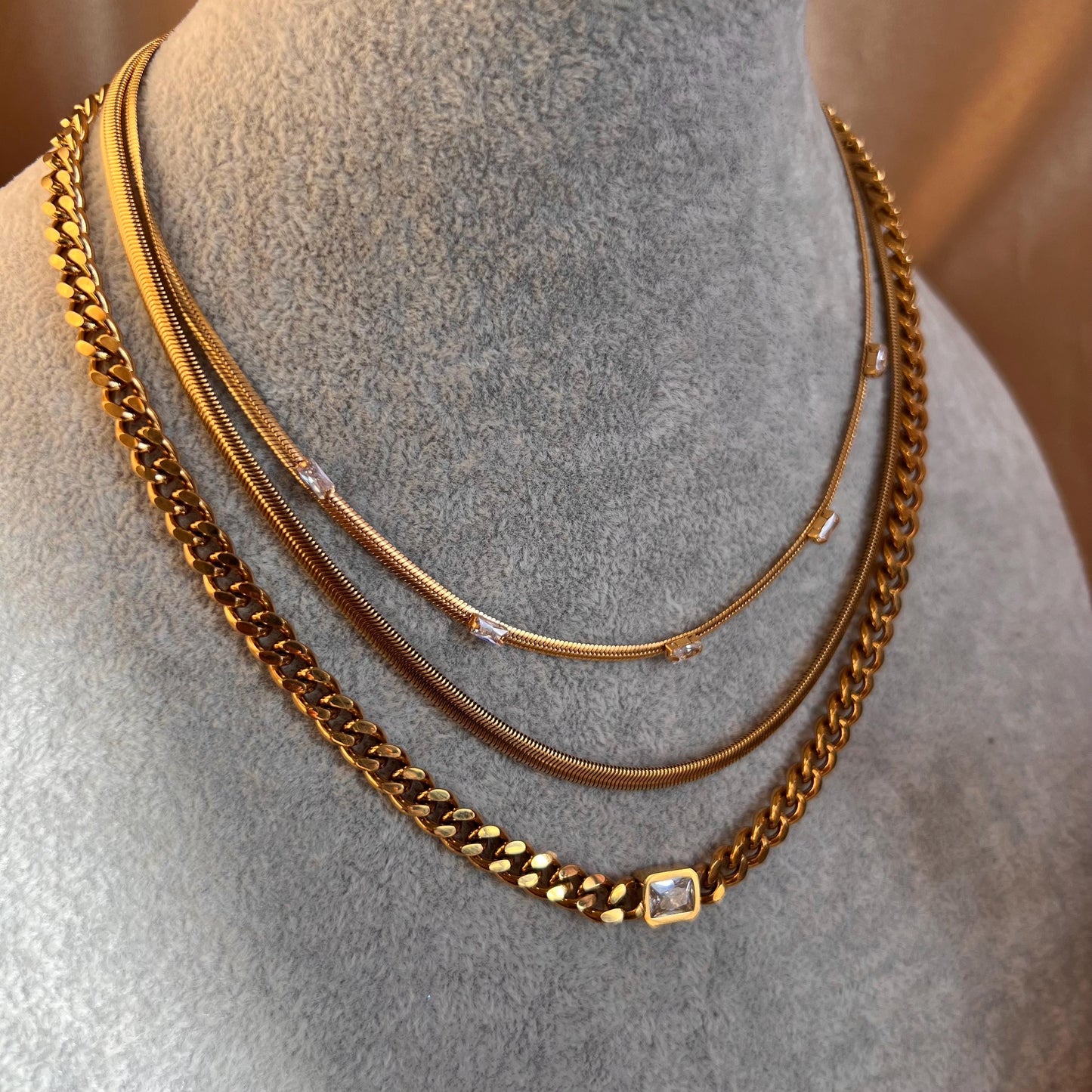 NEW! Multipack Chain and Earrings Small Hoops High Quality Tarnish Free Necklace Gift High Fashion Layering Stylish Hypoallergenic