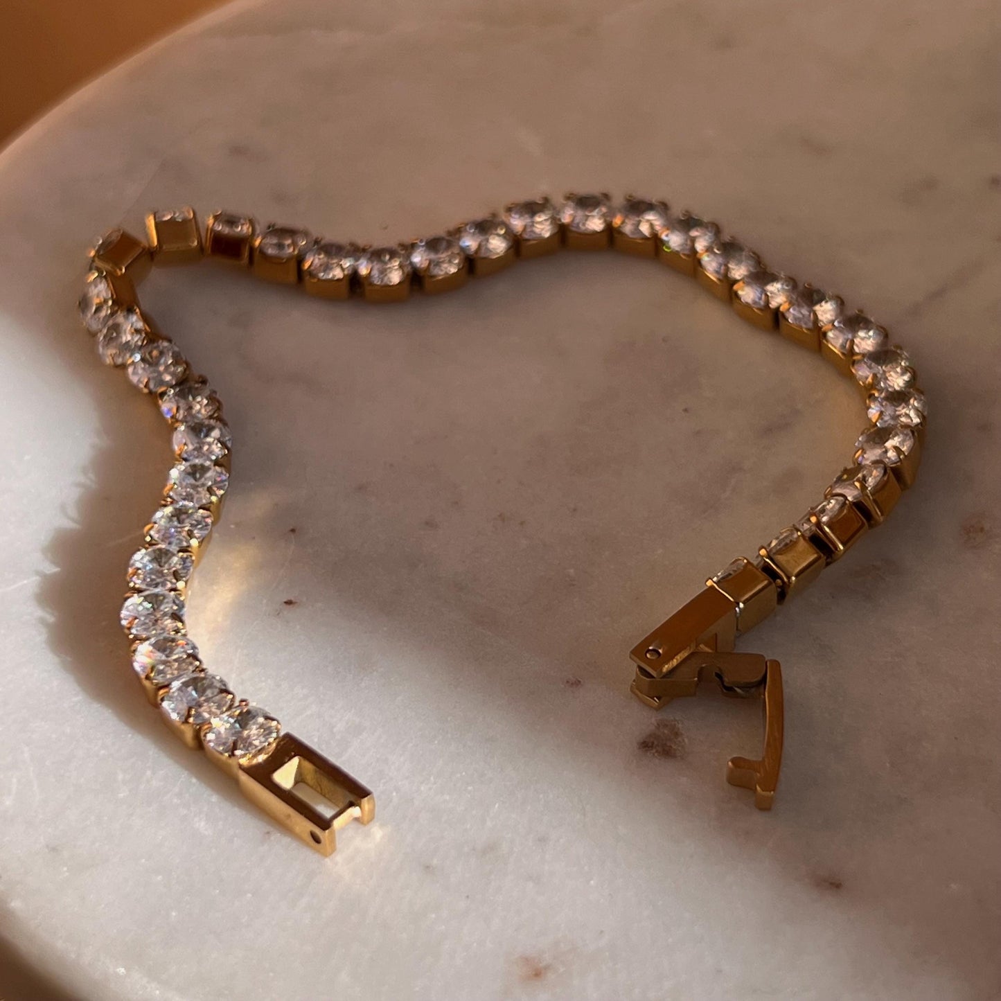 Stainless Steel Gold Tennis Bracelet and Bangle 2 Pack Fashion Accessories Gift High Quality Sale