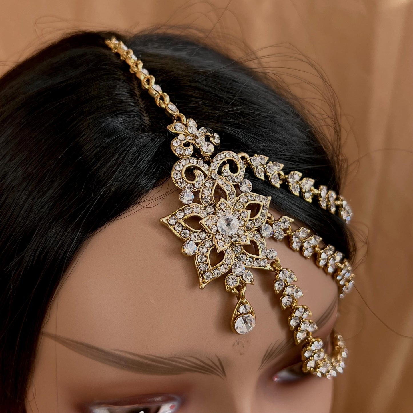 New Fashion Fancy Jhumar! Jhoomar Passa with Tikka One Piece Stylish Trending Indian Pakistani Style Bollywood Antique Gold Clear Rhinestone