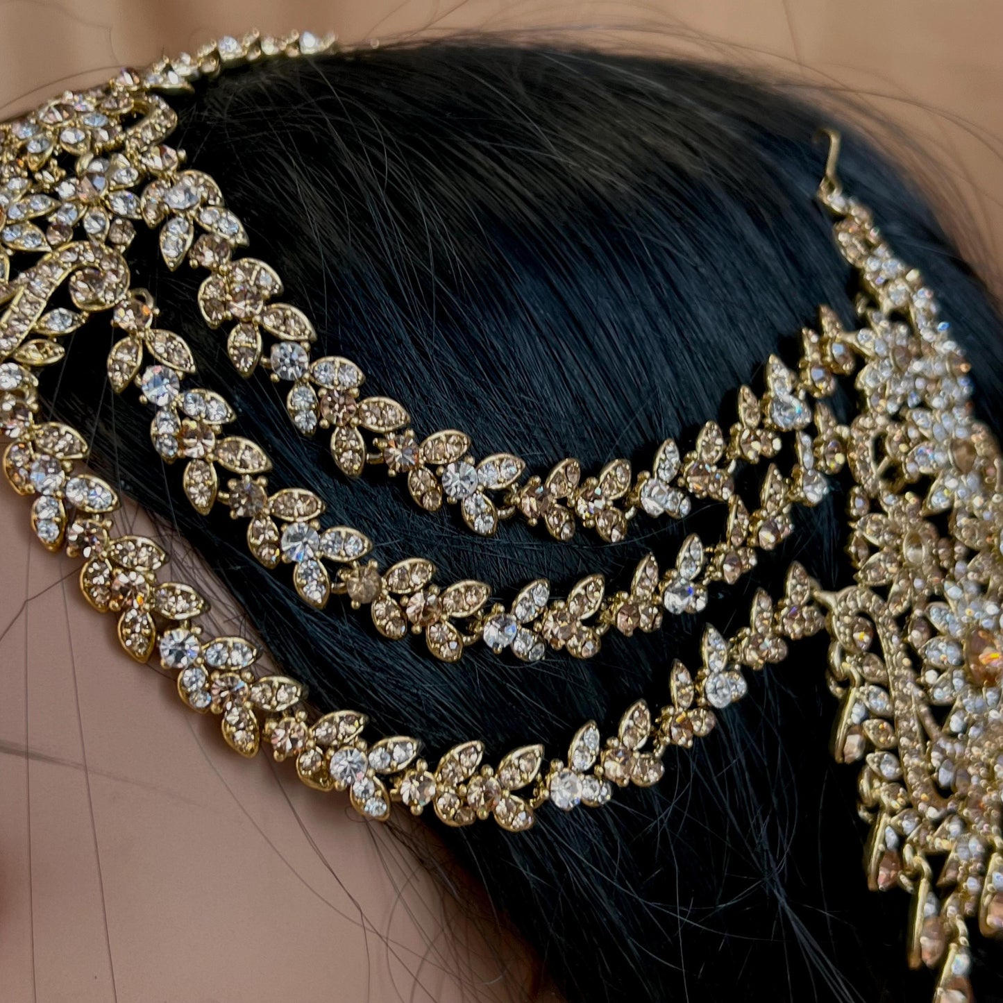 New Fashion Fancy Jhumar! Jhoomar Passa with Tikka One Piece Stylish Trending Indian Pakistani Style Bollywood Antique Gold Clear Rhinestone