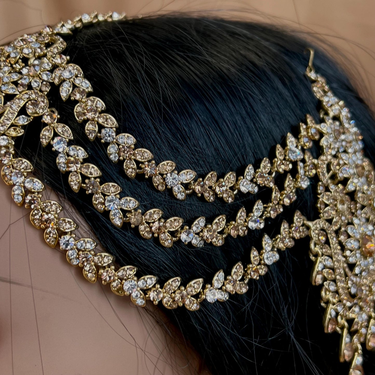 New Fashion Fancy Jhumar! Jhoomar Passa with Tikka One Piece Stylish Trending Indian Pakistani Style Bollywood Antique Gold Clear Rhinestone