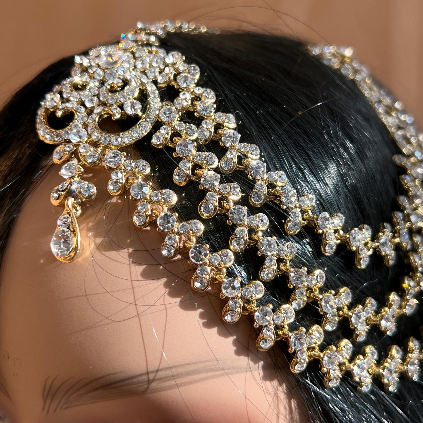 New Fashion Fancy Jhumar! Jhoomar Passa with Tikka One Piece Stylish Trending Indian Pakistani Style Bollywood Antique Gold Clear Rhinestone