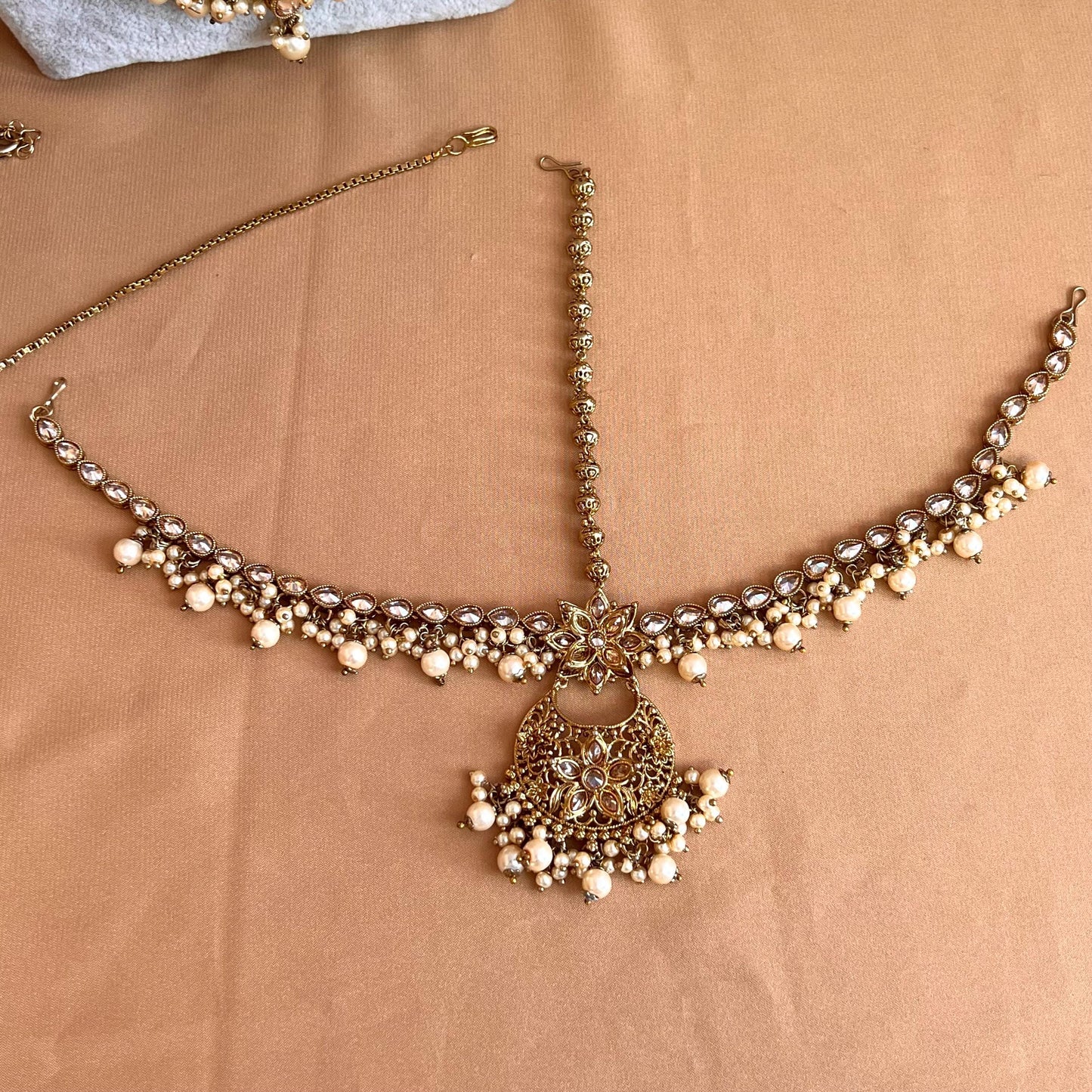 Antique Gold & Champagne Bridal Choker Set - Slightly Imperfect