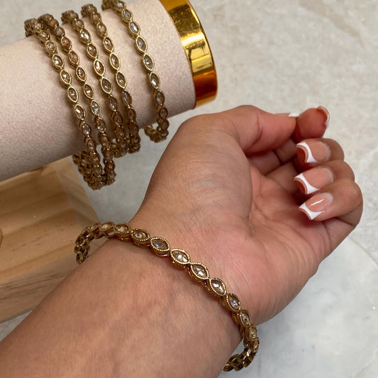 Antique Gold Champagne Zircon Crystal High Quality 1 x Single Bangle Bracelet Indian Pakistani Bollywood Fashion Jewellery Gift for Her SALE