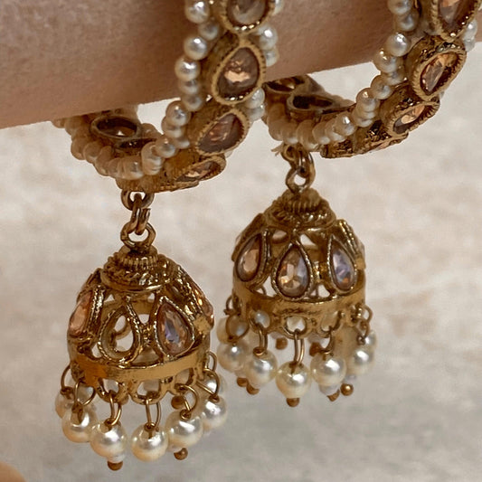 Champagne Jhumka Bangles (Pair)/Indian/ Pakistani/Jewelley/ Fashion Bracelet 2.4 Extra Small High Quality Gift