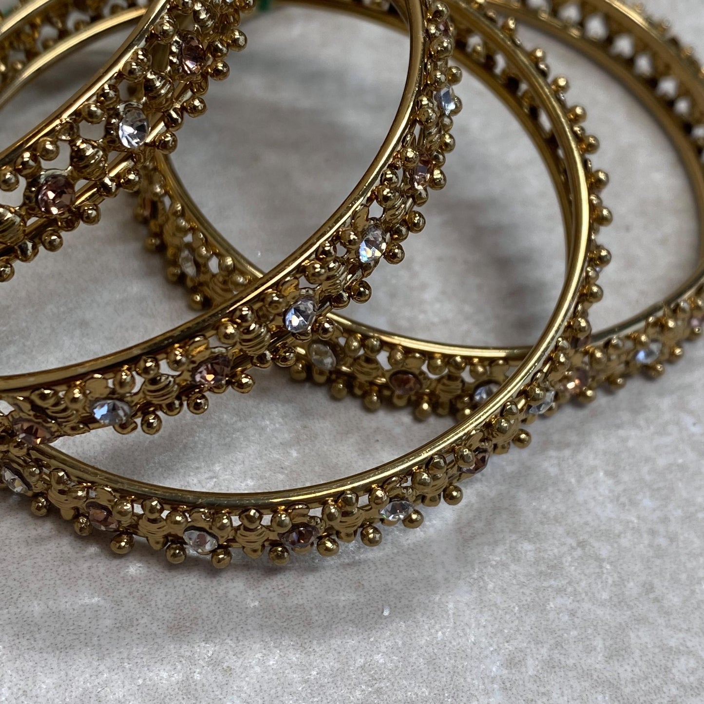 Set of 4 Antique Gold and Silver Rhinestone Bangle in 2.6/Indian Pakistani Jewellery Fashion Bangles High Quality Gift Sale