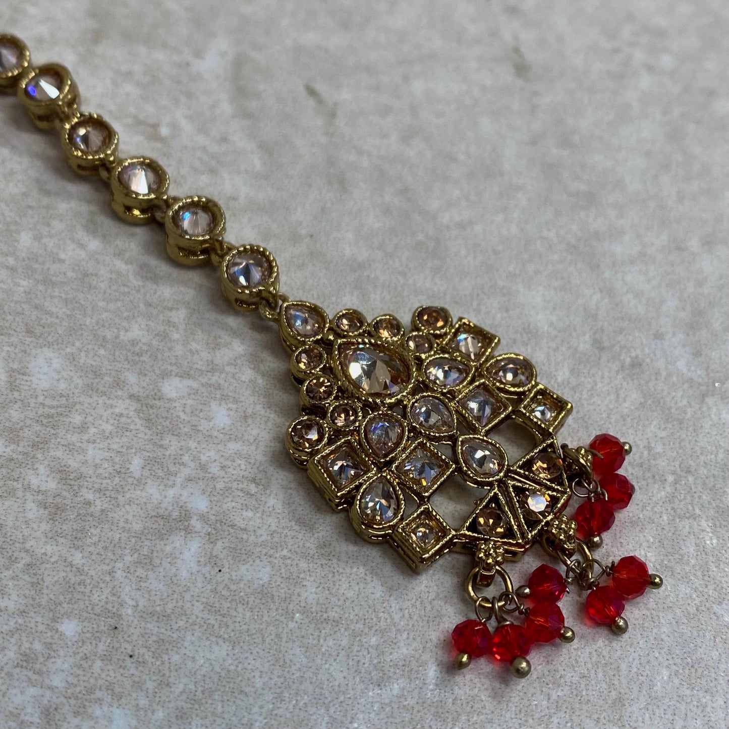 Extra Small Tikka Tikli Indian Pakistani Fashion Jewellery Maang Tikkas Antique Gold Champagne Zircon Crystal Red Or Blue 1 inch