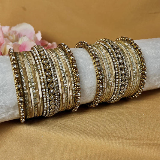 Small Clear & Gold Bangle Set/Indian/ Pakistani/Jewelley/ Fashion Bracelet