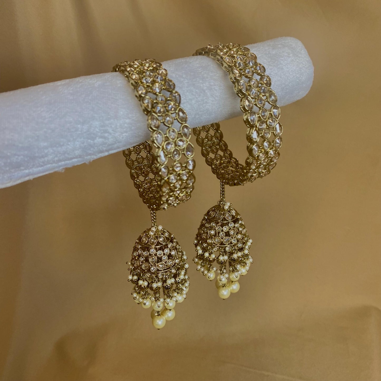 Champagne Antique Gold Pearl Kalreereh- Set of 2 - 2.4 Only/ Bridal Kaleereh/ Bridal Bangles/Antique Gold
