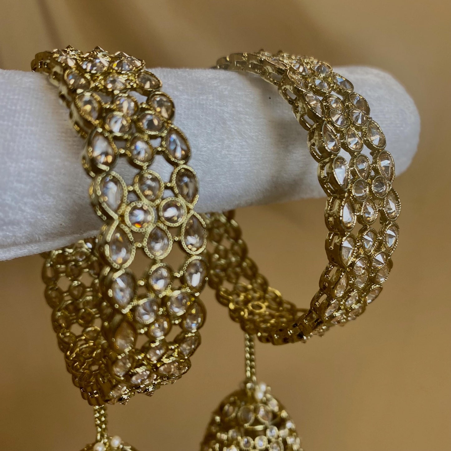 Champagne Antique Gold Pearl Kalreereh- Set of 2 - 2.4 Only/ Bridal Kaleereh/ Bridal Bangles/Antique Gold