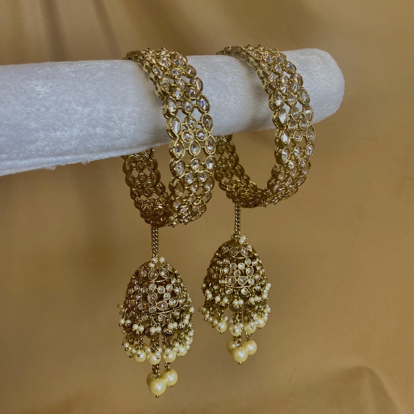 Champagne Antique Gold Pearl Kalreereh- Set of 2 - 2.4 Only/ Bridal Kaleereh/ Bridal Bangles/Antique Gold
