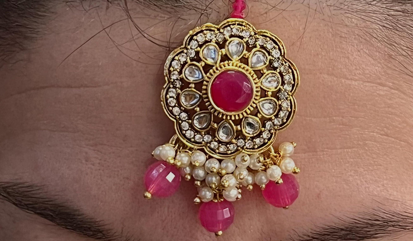 Hot Pink Choker Set Matching Bangle Set Both Arms/Pink Choker Set/Hot Pink Bangle Set Indian/ Pakistani/Fashion Jewellery