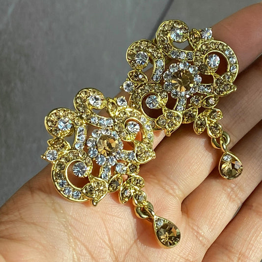 Antique Gold Rhinestone Stud Earring High Quality Lightweight Bollywood Indian Pakistani Fashion Jewellery Sale Gift for Her