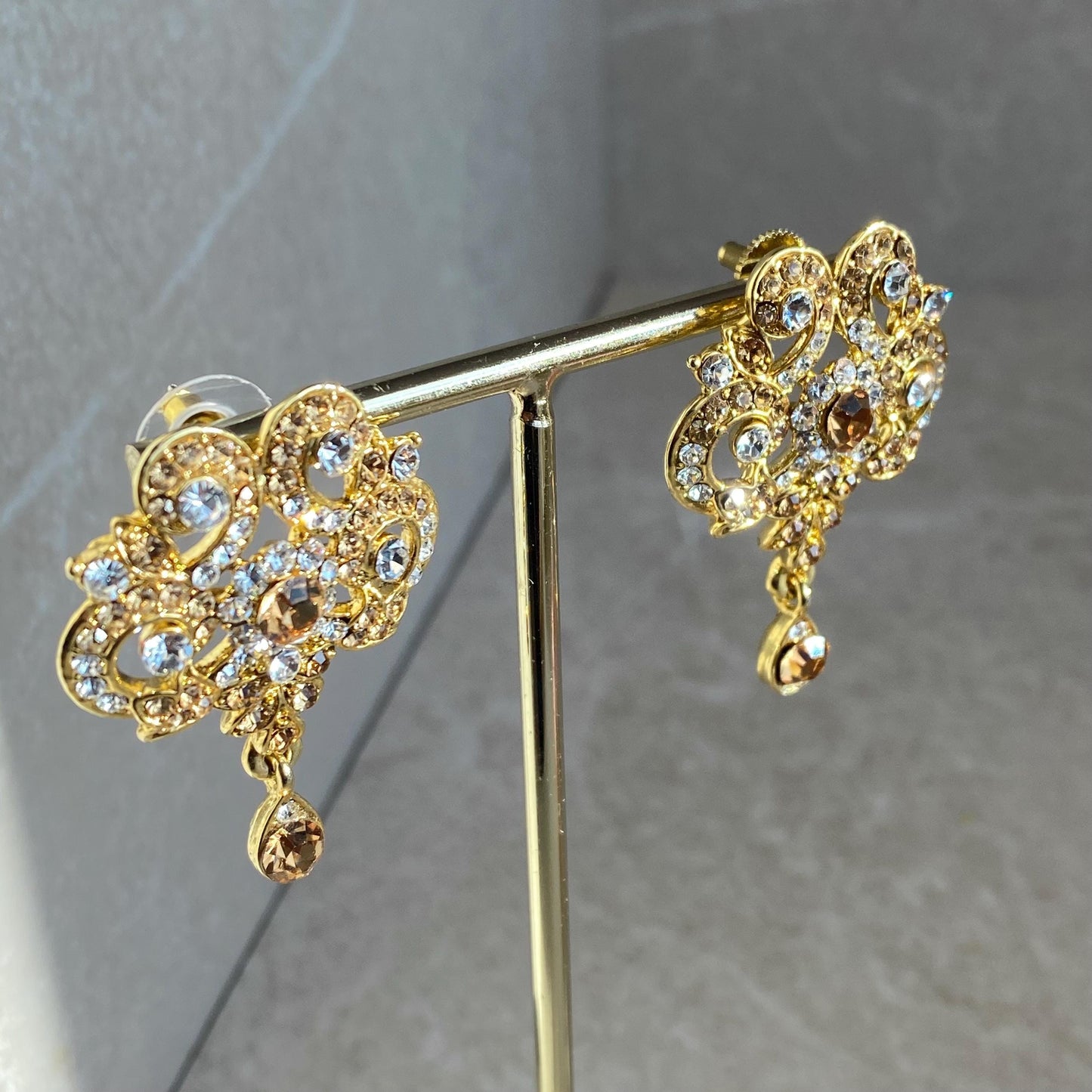 Antique Gold Rhinestone Stud Earring High Quality Lightweight Bollywood Indian Pakistani Fashion Jewellery Sale Gift for Her