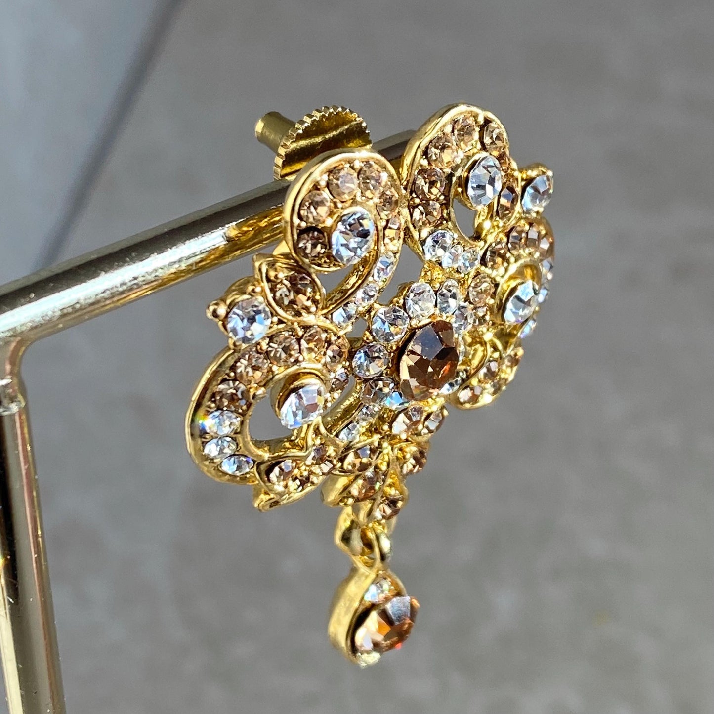 Antique Gold Rhinestone Stud Earring High Quality Lightweight Bollywood Indian Pakistani Fashion Jewellery Sale Gift for Her