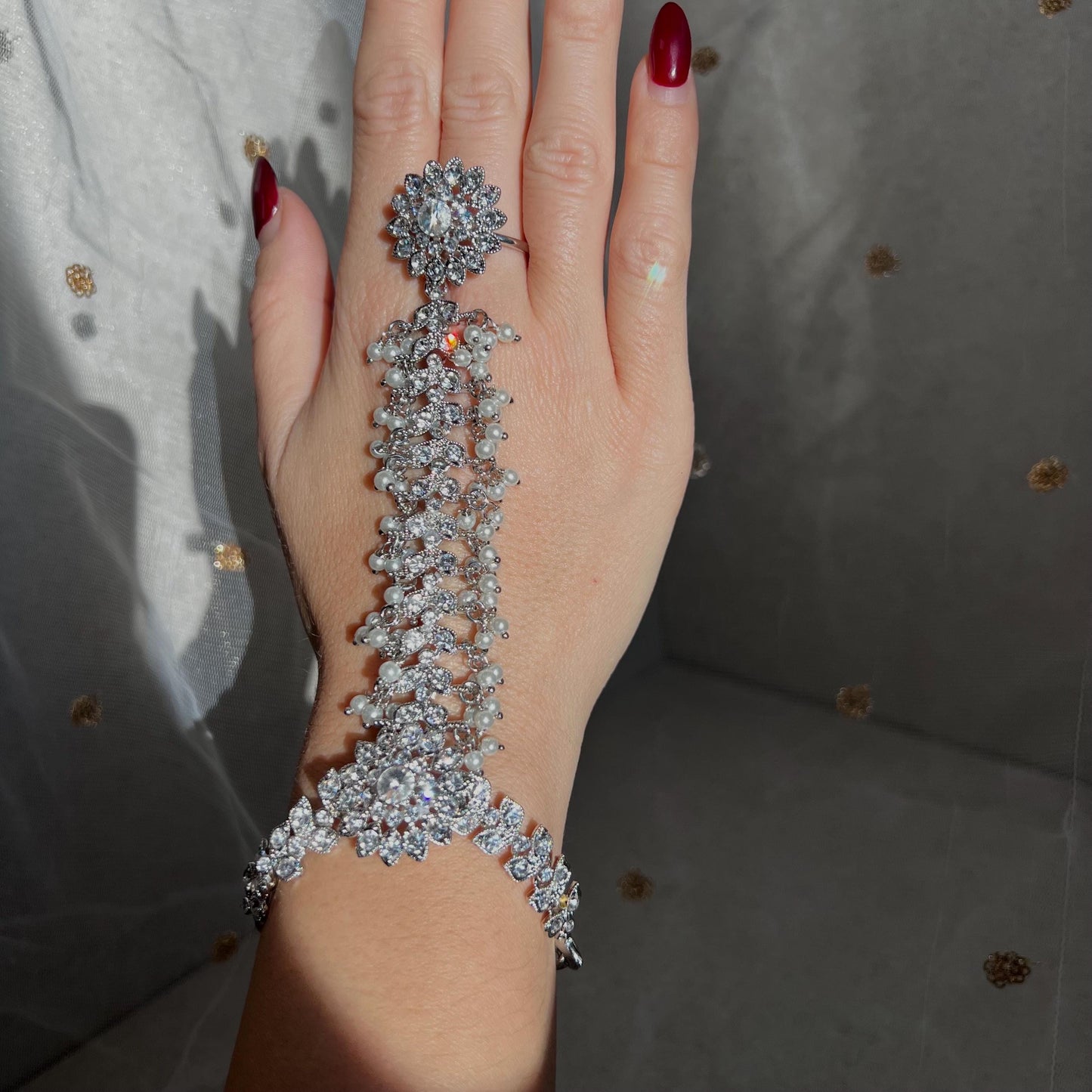 Silver Hand Harness - Single Piece/ Fashion Jewellery/ Gift for Women/Indian/Pakistani style /Haathphool/Hand Accessory