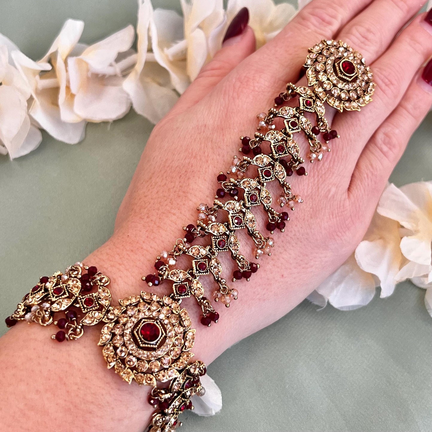 Dark Maroon Hand Harness/ Fashion Jewellery/ Gift for Women/Indian/Pakistani style /Haathphool/Hand Accessory