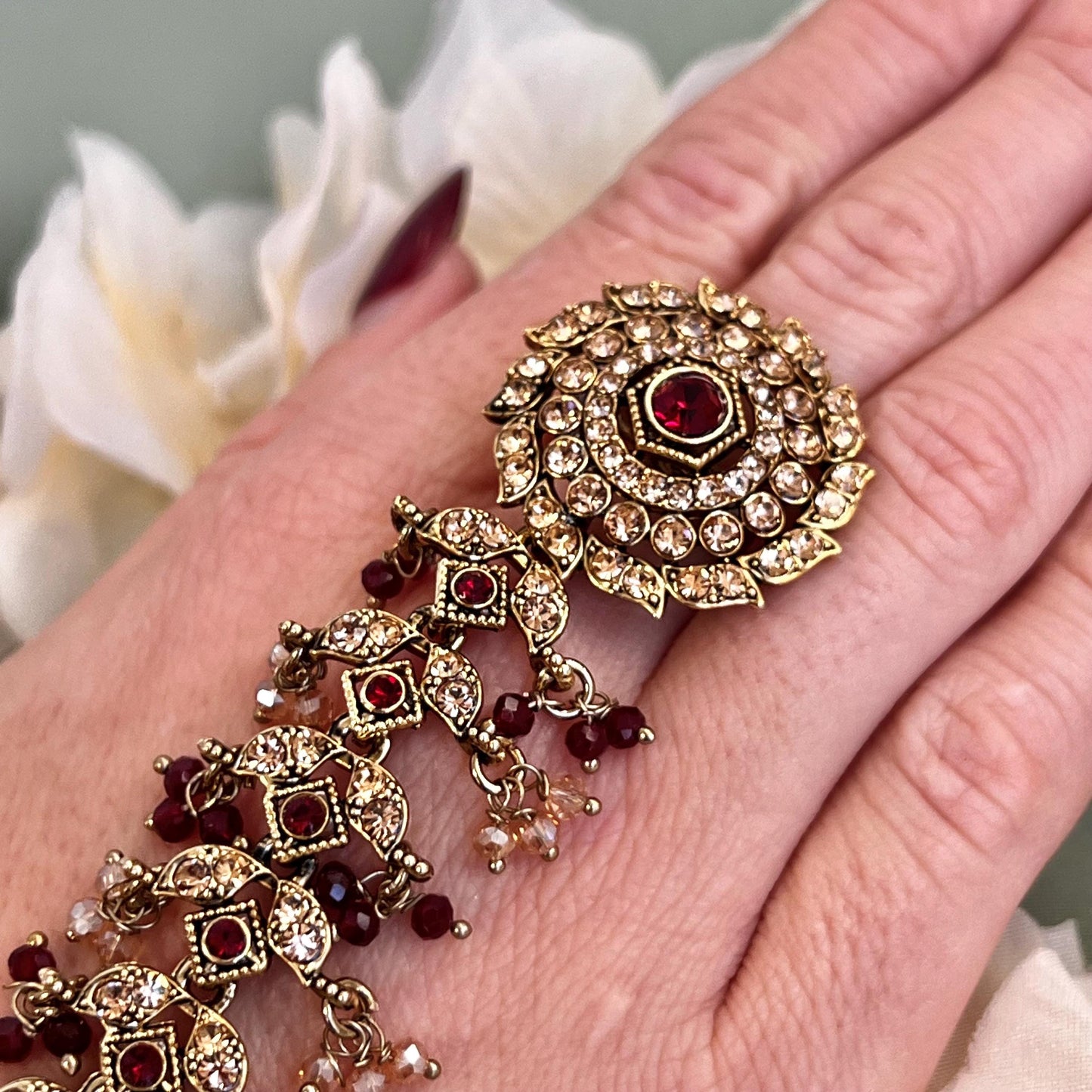 Dark Maroon Hand Harness/ Fashion Jewellery/ Gift for Women/Indian/Pakistani style /Haathphool/Hand Accessory