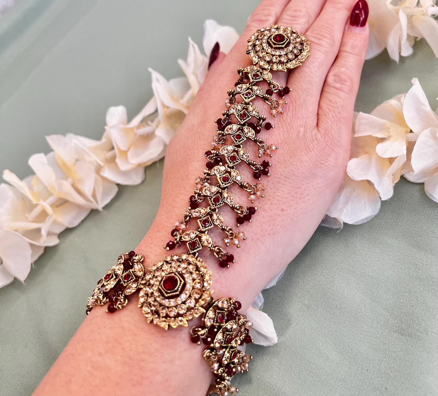 Dark Maroon Hand Harness/ Fashion Jewellery/ Gift for Women/Indian/Pakistani style /Haathphool/Hand Accessory