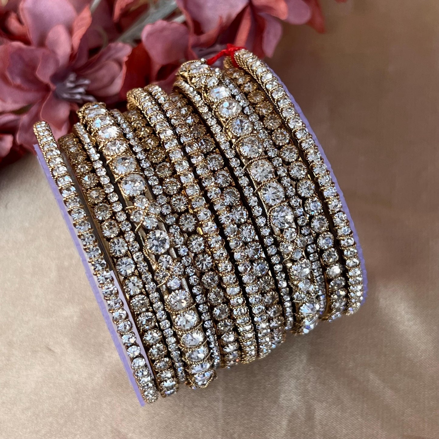 Clear Bangle Set Both Arms - 2.8/Clear Bangle Set/Clear Indian Bangles/Kada Clear Bangles/Kada Bangle Sets/Indian Bangle Sets