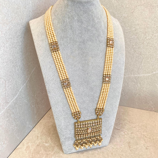CLEARANCE Champagne Pearl Golden Long Mala/ Haar/ Long Necklace/ Unique Style/ Indian/ Pakistani/Fashion Jewellery/ Gift for Women