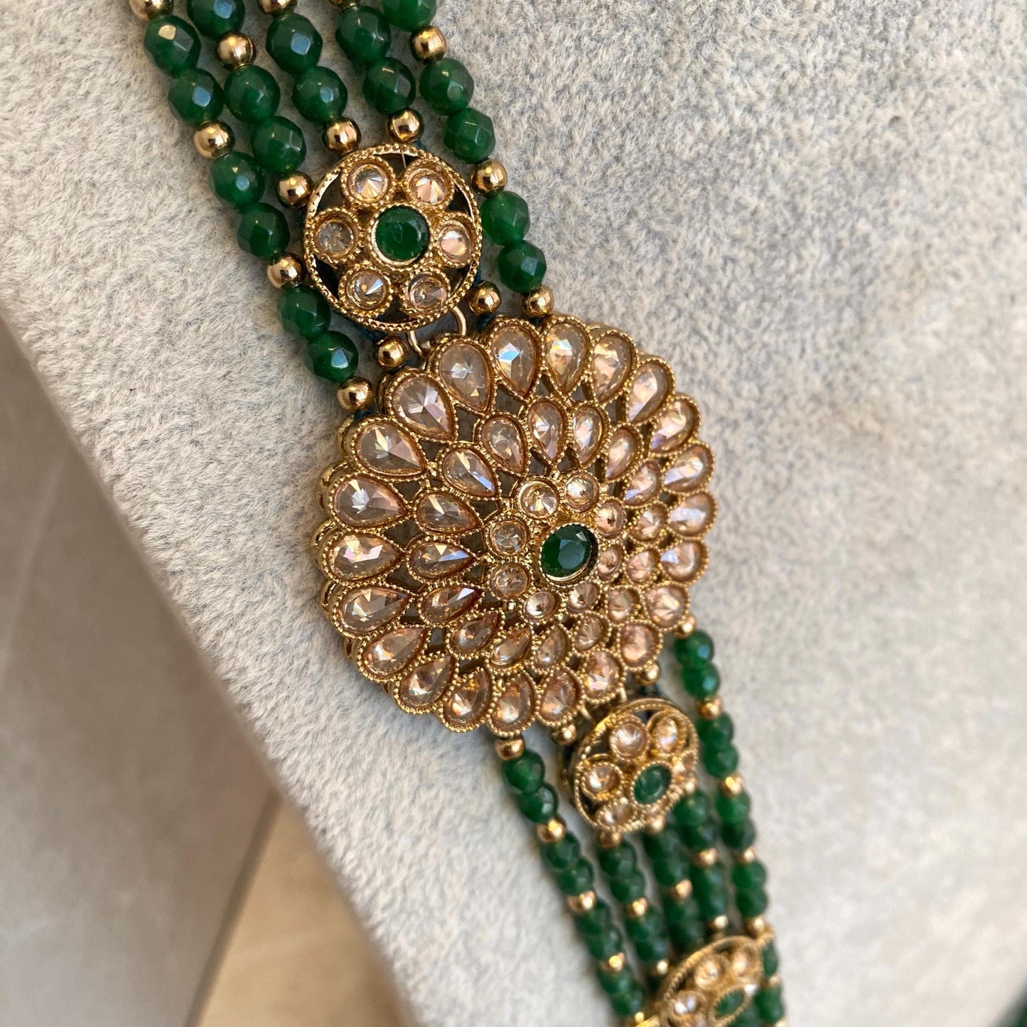 CLEARANCE Green Champagne Pearl Golden Long Mala Haar Long Necklace Unique Style Indian Pakistani/Fashion Jewellery Gift for Women