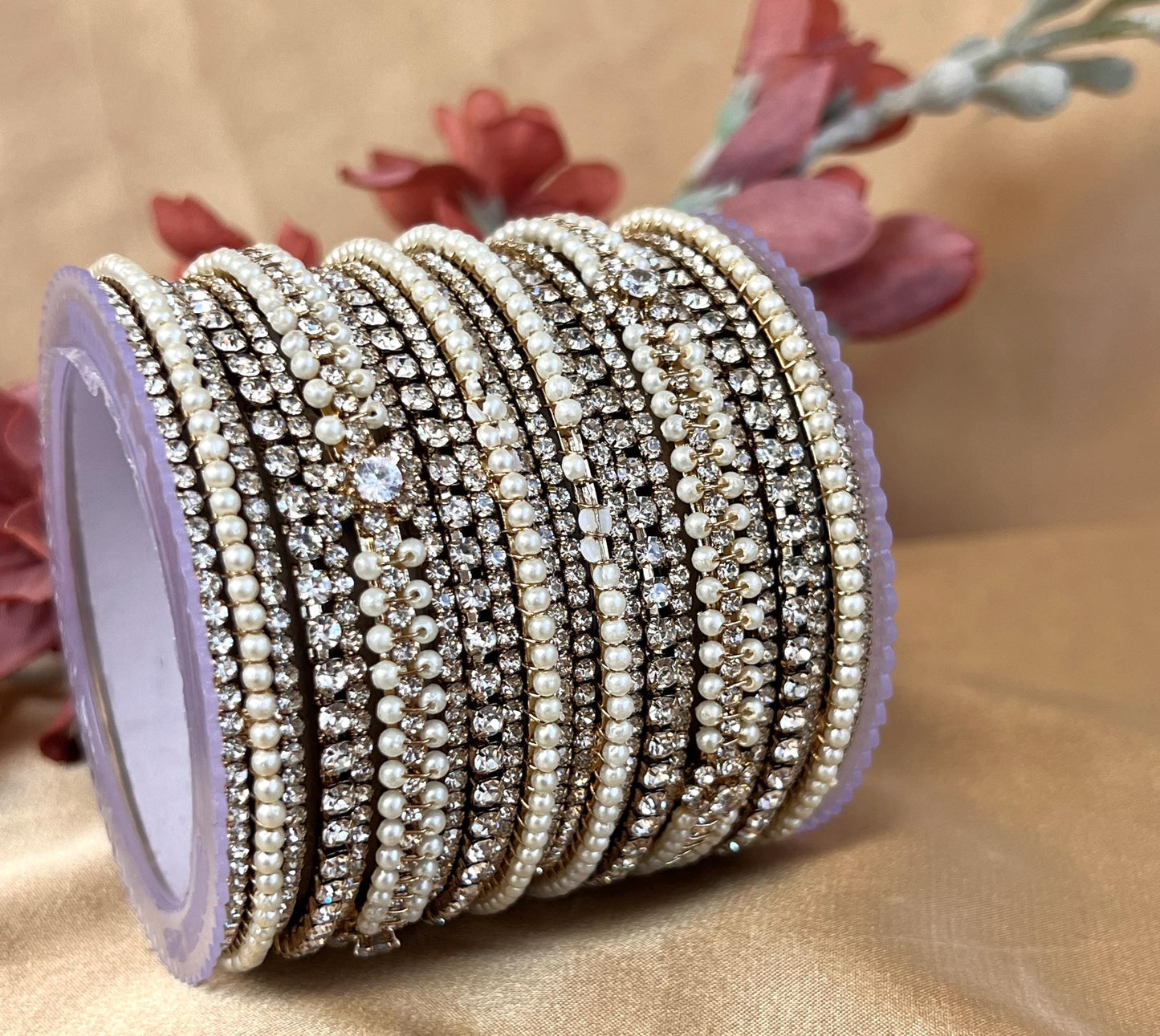 Clear Pearl Small Bangle Set Both Arms - 2.6/Indian/Clear Bangle Set/Pearly Bangles/Pakistani/Bangles/ Fashion Bracelet