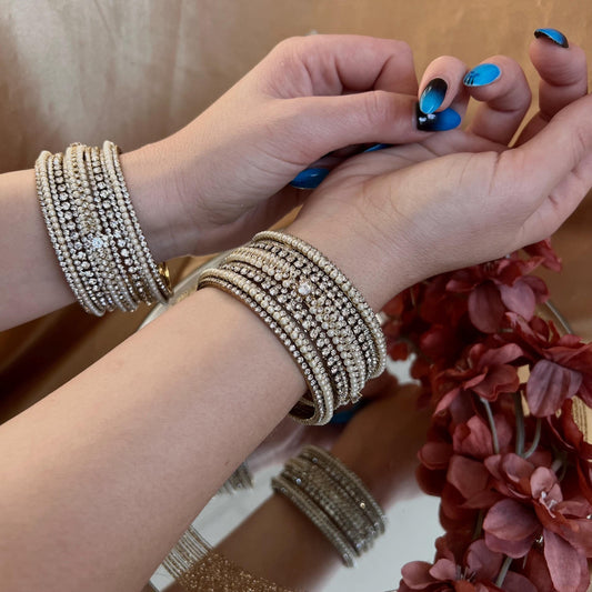 Clear Pearl Small Bangle Set Both Arms - 2.6/Indian/Clear Bangle Set/Pearly Bangles/Pakistani/Bangles/ Fashion Bracelet