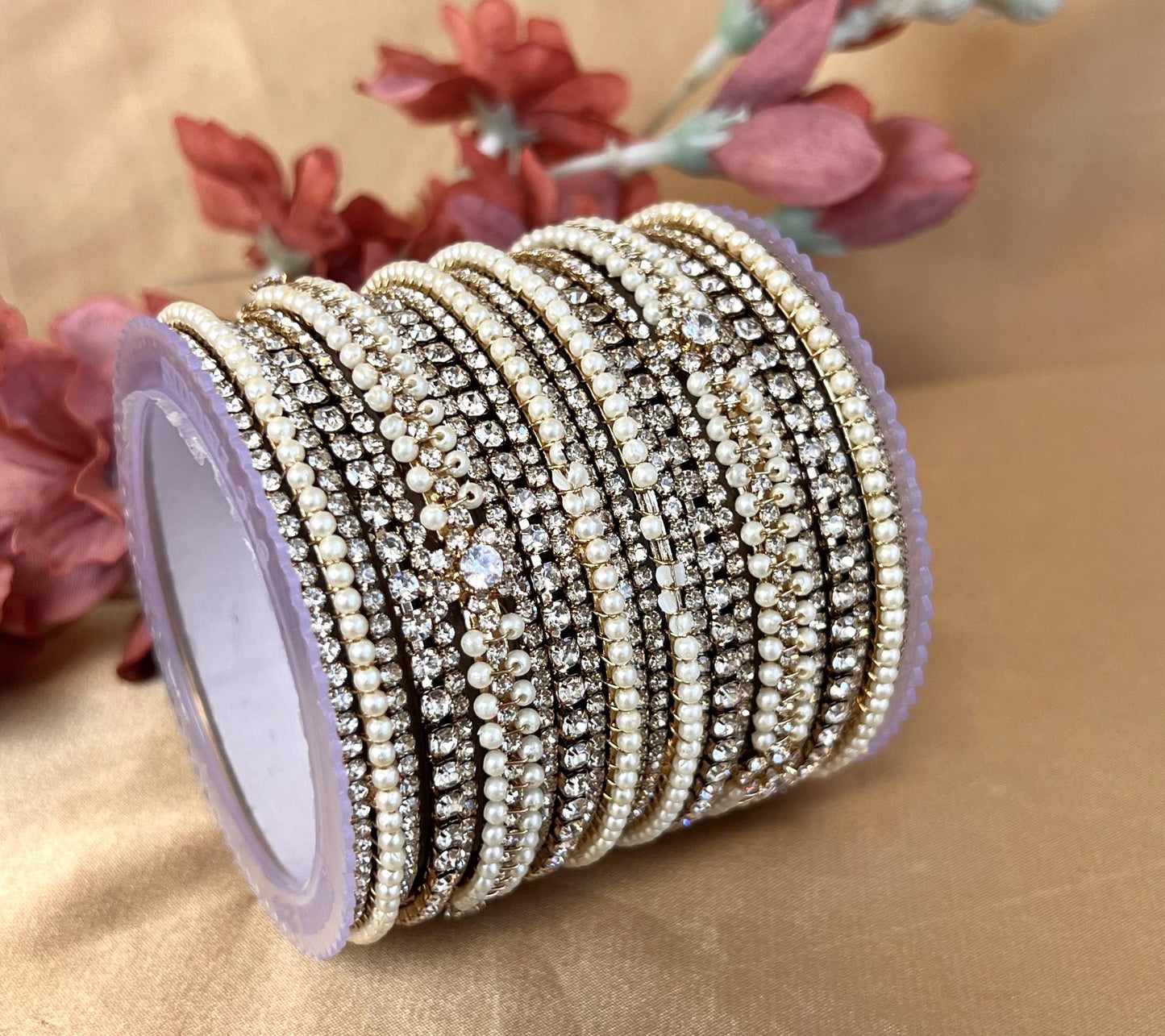 Clear Pearl Small Bangle Set Both Arms - 2.6/Indian/Clear Bangle Set/Pearly Bangles/Pakistani/Bangles/ Fashion Bracelet