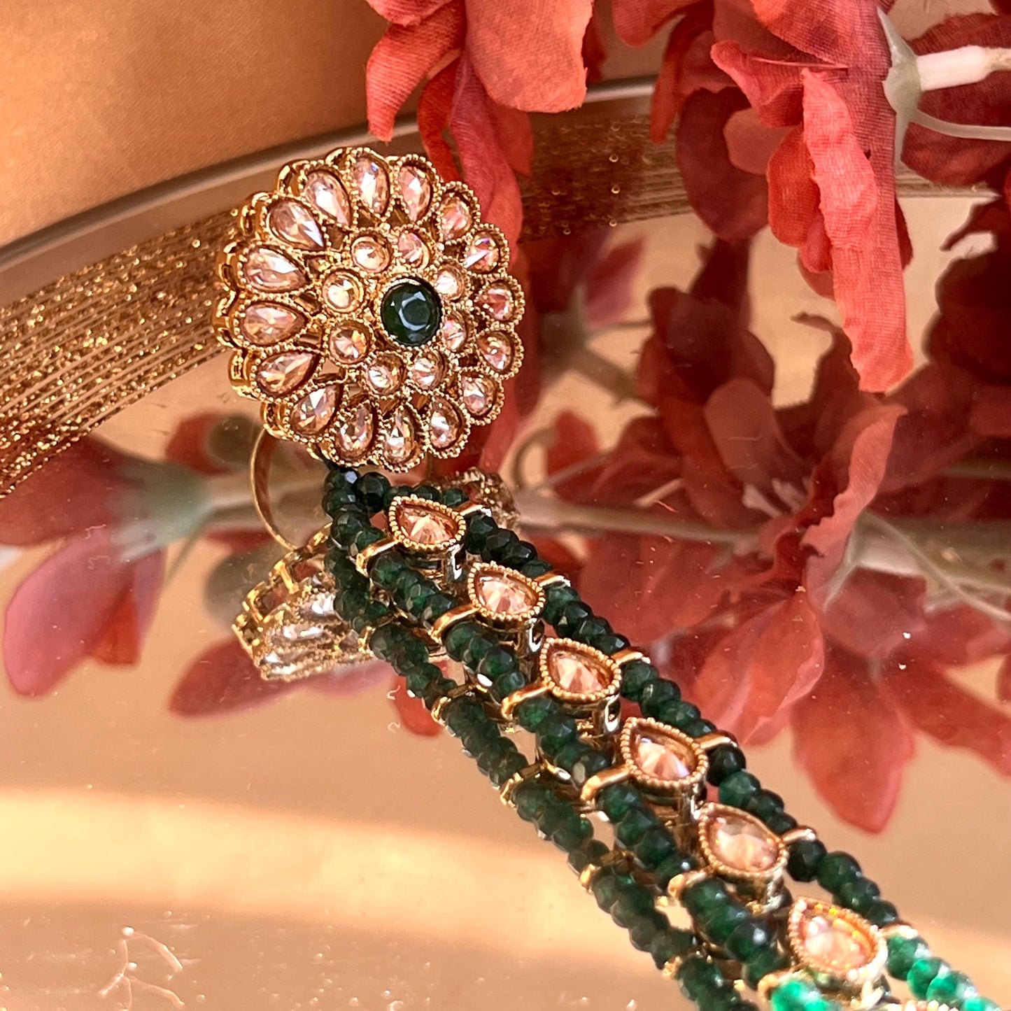 Green Pearl Hand Harness/ Fashion Jewellery/ Gift for Women/Indian/Pakistani style /Haathphool/Hand Accessory