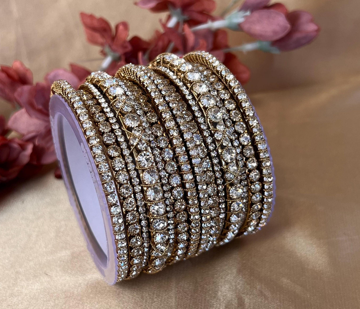 Clear Bangle Set Both Arms - 2.8/Clear Bangle Set/Clear Indian Bangles/Kada Clear Bangles/Kada Bangle Sets/Indian Bangle Sets