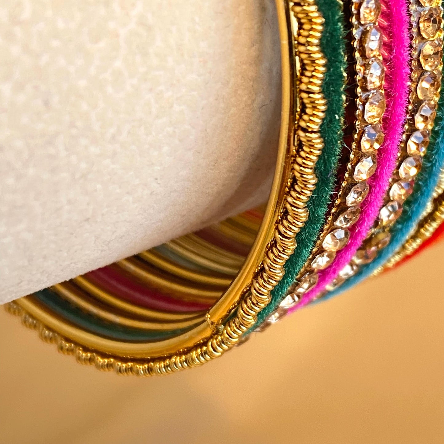 One Arm Multicolour Golden Bangles/Indian/ Pakistani/Jewelley/ Fashion Bracelet/ 2.6 Medium Size