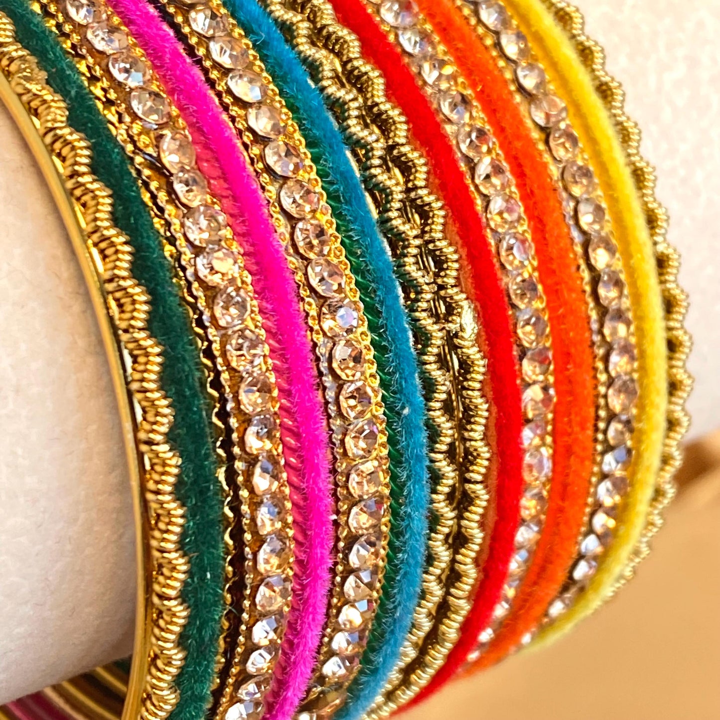 One Arm Multicolour Golden Bangles/Indian/ Pakistani/Jewelley/ Fashion Bracelet/ 2.6 Medium Size