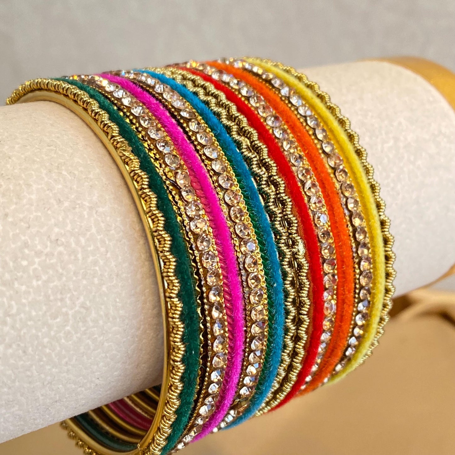 One Arm Multicolour Golden Bangles/Indian/ Pakistani/Jewelley/ Fashion Bracelet/ 2.6 Medium Size