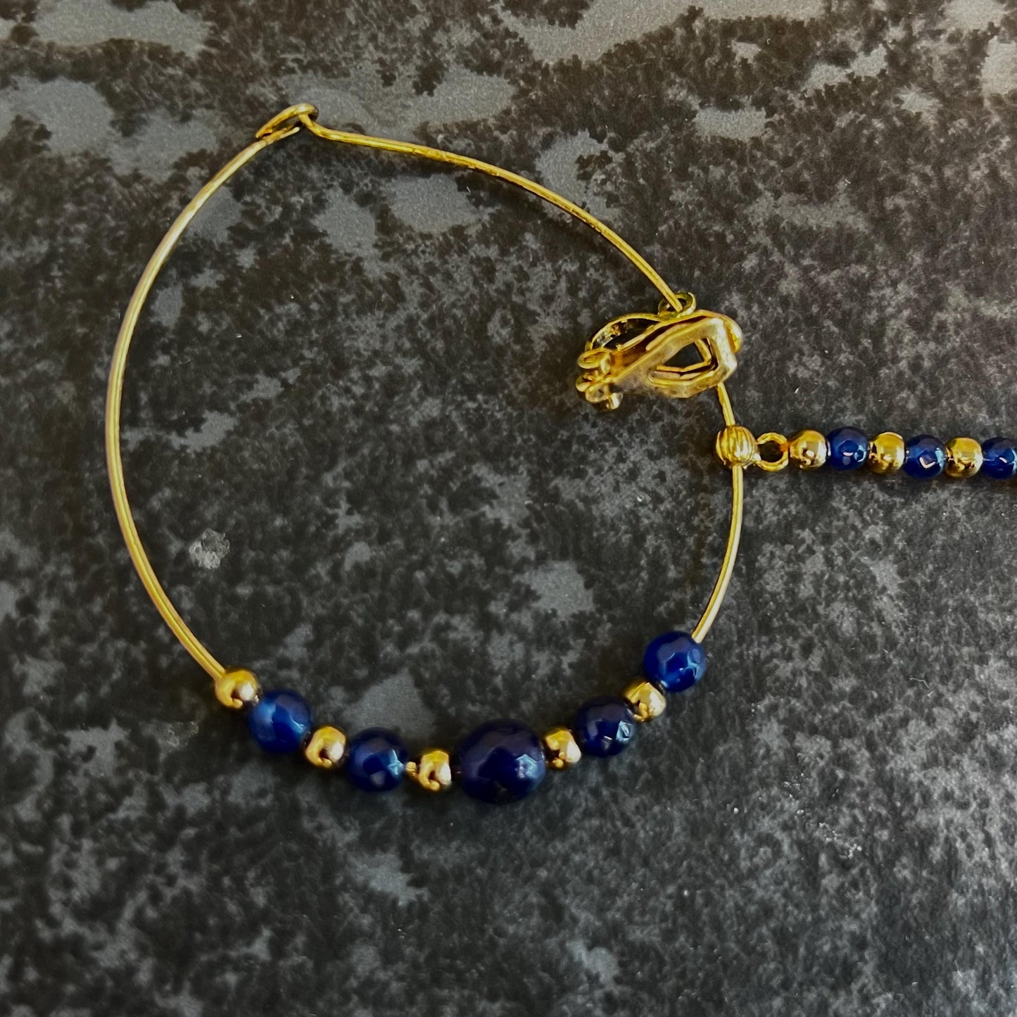 Navy & Gold Medium Indian Clip on Nose Ring - Slightly Imperfect - Clip On Added For Non-Piericing/Nath /Indian Nose Jeweller