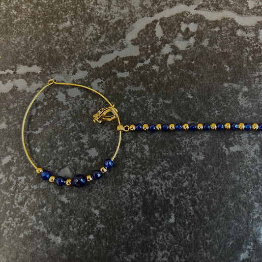 Navy & Gold Medium Indian Clip on Nose Ring - Slightly Imperfect - Clip On Added For Non-Piericing/Nath /Indian Nose Jeweller