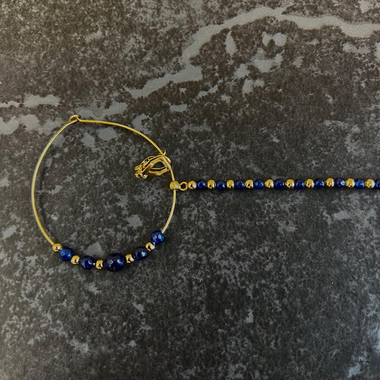 Navy & Gold Medium Indian Clip on Nose Ring - Slightly Imperfect - Clip On Added For Non-Piericing/Nath /Indian Nose Jeweller